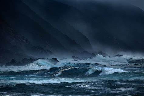 Heavy Rain & Big Ocean Waves